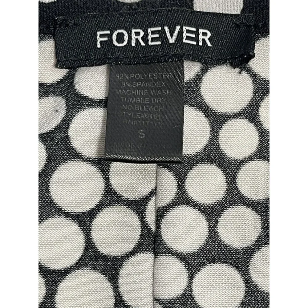 Women's Forever Jersey Knit Sleeveless Fit n Flare Dress Black White Dot Stretch - Picture 6 of 6
